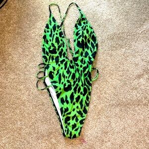 Leopard print one piece bathing suit